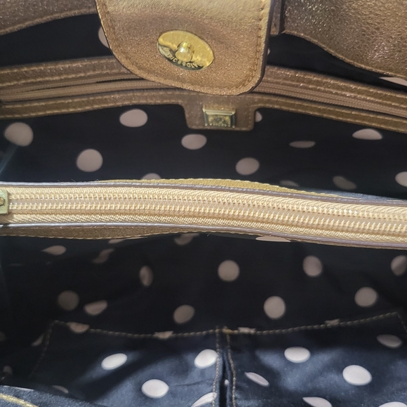 Anne Klein Blue and Gold Structured Shoulder Bag - Picture 7 of 9